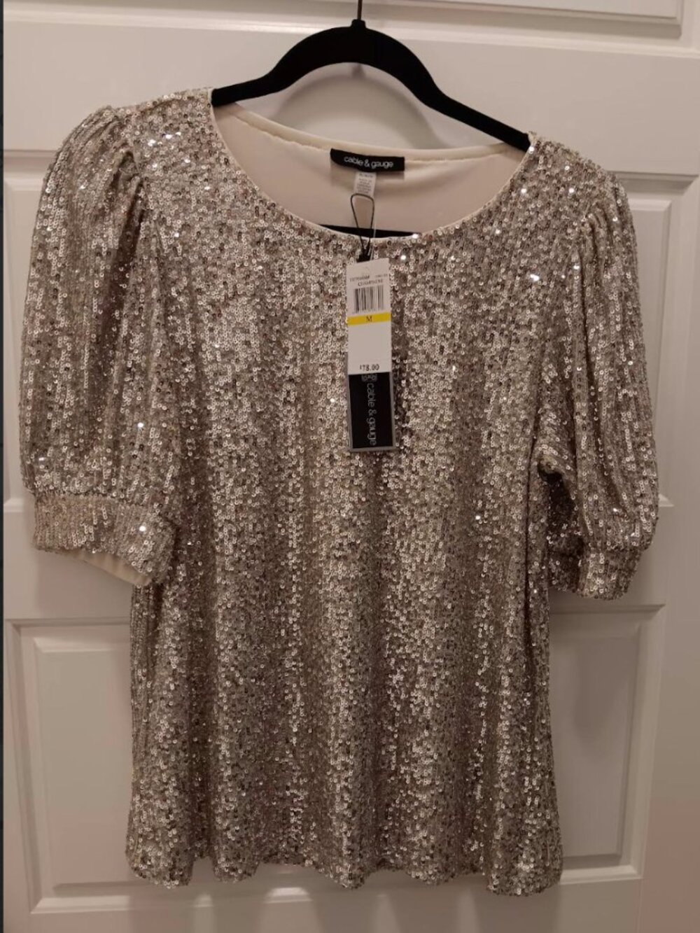 Cable & Gauge Silver Sequin Top NWT